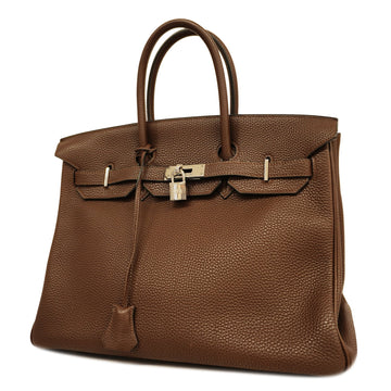 Hermes handbag Birkin 35 ???J engraved Togo Chocolat silver metal