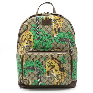 Gucci GG Supreme Bengal Backpack Rucksack Daypack PVC Leather Khaki Beige Brown Multicolor 428027