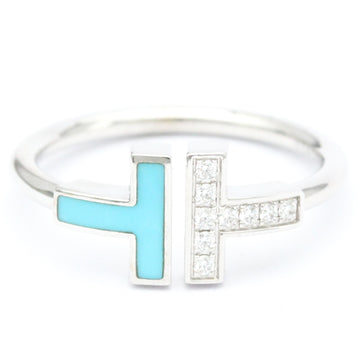 TIFFANYPolished  T Wire Diamond Turquoise Ring 18K White Gold BF560052
