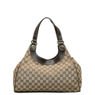 GUCCI GG Canvas One Shoulder Bag Handbag 154982 Brown Beige Leather Women's