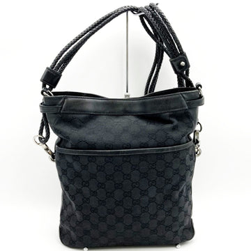 GUCCI GG Pattern Shoulder Bag Crossbody Black Canvas Ladies Men's Fashion 109097 USED