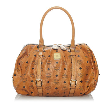 MCM Visetos Handbag Brown Leather Ladies