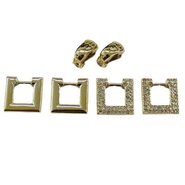 CHRISTIAN DIOR Earrings Women's GP Rhinestone Gold Replacement Square