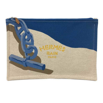 HERMES yachting flat pouch new design shane dancle Escale a la Plage Case 100% cotton canvas Hermes