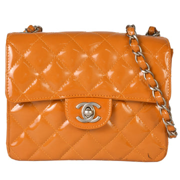 CHANEL Matelasse Coco Mark Single Flap Bag Shoulder No. 6 [Manufactured in 2000] Orange Enamel