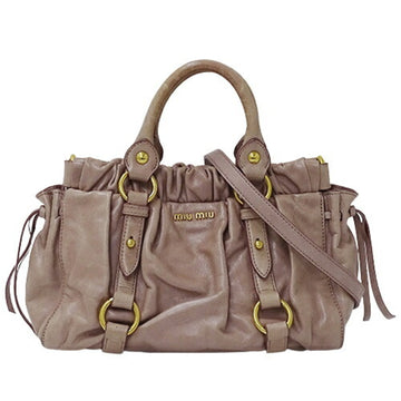 Miu MIU Bag Women's Handbag Shoulder 2way Leather Pink Beige