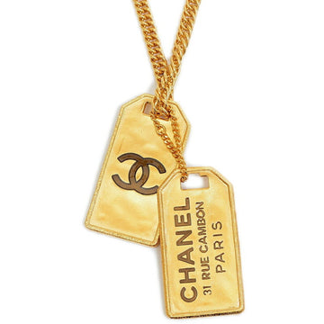 Chanel Tag Plate Necklace Cocomark Cambon Gold F20C