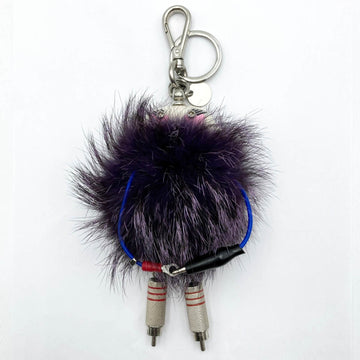 PRADA key chain bag charm purple robot fur collar with box for men and women