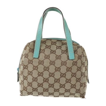GUCCI handbag 124542 GG canvas leather beige turquoise mini bag