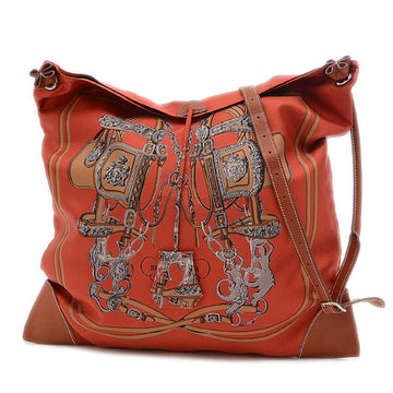 Hermes Silk,Barenia Leather Shoulder Bag Fauve,Orange