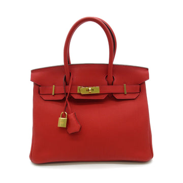 HERMES Birkin 30 handbag Red Rouge tomate Togo leather leather