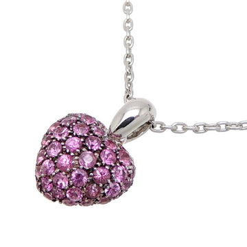 Chopard 750WG Pink Sapphire Heart Pendant Women's Necklace 79/420315 750 White Gold