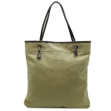 PRADA Jacquard Logo Tote Women's Bag BR3581 Leather Beige Brown