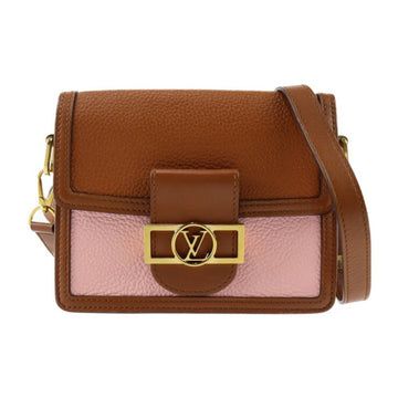 LOUIS VUITTON Dauphine MINI Shoulder Bag M53805 Taurillon Leather Brown Pink Gold Hardware Circle Logo