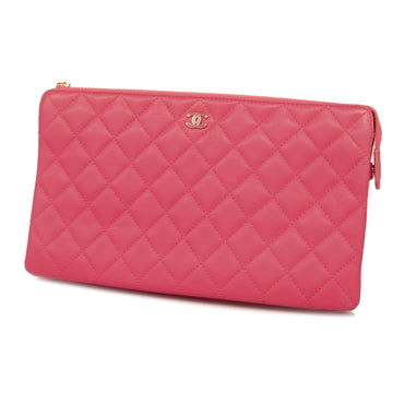 CHANELAuth  Matelasse Clutch Bag Women's Leather Pink