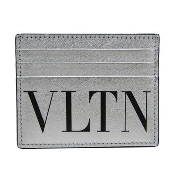 VALENTINO GARAVANI Garavani VLTN Logo Leather Card Case Black,Silver