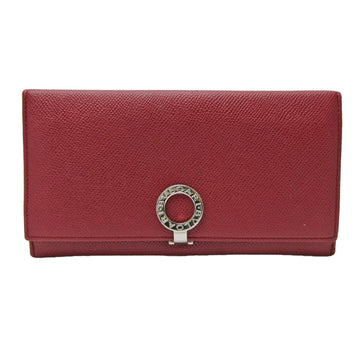 BVLGARI Logo Clip 33888 Women's Leather Long Wallet [bi-fold] Dark Red