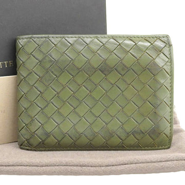 BOTTEGA VENETA Intrecciato Bifold Wallet Leather Green 113112
