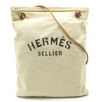 HERMES Sac Aline GM Shoulder Bag Toile Chevron Leather Natural Camel
