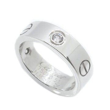 CARTIER K18WG White Gold Love Ring Half Diamond B4032551 51 8.8g Ladies