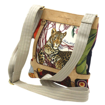 SALVATORE FERRAGAMO Ferragamo Animal Leopard Print Shoulder Bag Nylon, Leather Multicolor AU-21 6403