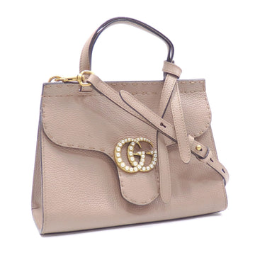 GUCCI Handbag GG Marmont Bag Women's Greige Leather 442622 Fake Pearl A2229875