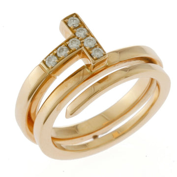 TIFFANY T Square Wrap Diamond Ring No. 10 K18 Pink Gold Women's &Co.