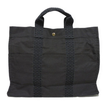 HERMES Tote Bag Yale Line MM Nylon Canvas Handbag W Serie Button Dark Gray Men's Women's
