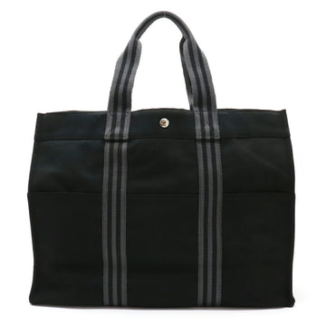 Hermes Four Tote GM Bag Shoulder Handbag Canvas Black Gray