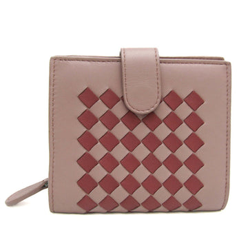 BOTTEGA VENETA Intrecciato Women's Leather Wallet [bi-fold] Dusty Pink,Red Color