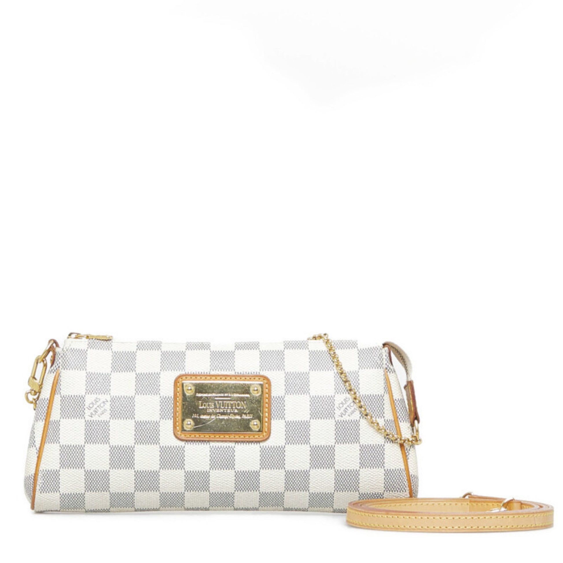 LOUIS VUITTON Damier Azur Eva Handbag Shoulder Bag N55214 White PVC Le