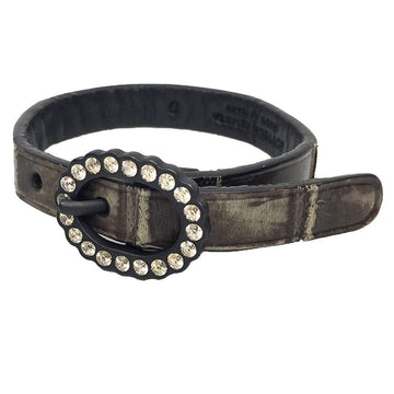 BOTTEGA VENETA leather bracelet S size grayish brown rhinestone