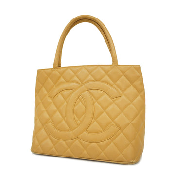 CHANELAuth  Caviar Skin Reprint Tote Women's Caviar Leather Tote Bag Beige