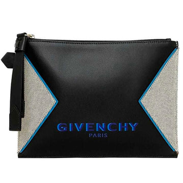 GIVENCHY clutch bag gray black blue BK604PK0SW 449 jacquard canvas leather