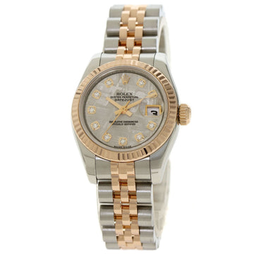 Rolex 179171G Datejust 10P Diamond Meteorite Watch Stainless Steel/SSxK18PG/Everose Gold Ladies ROLEX