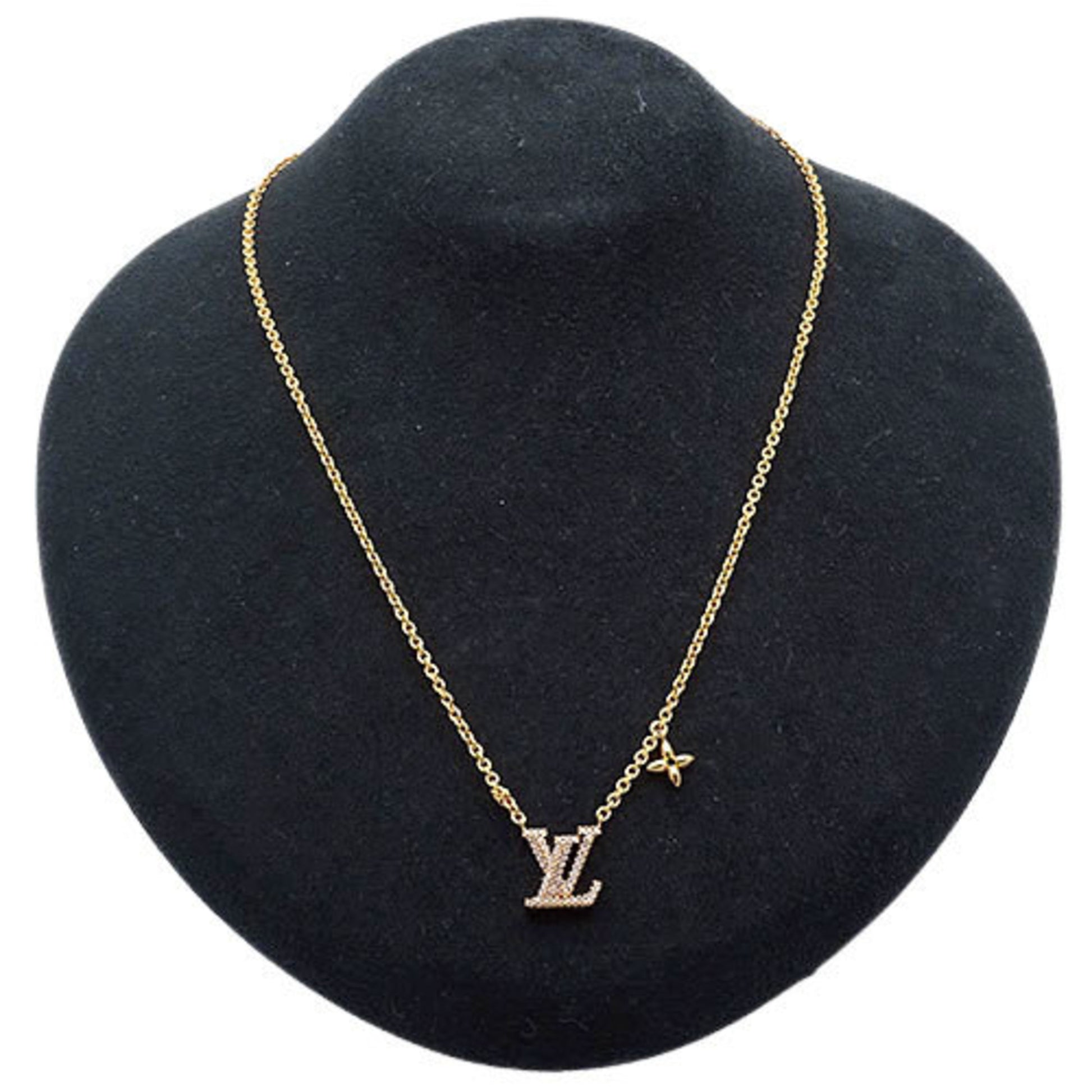 Louis Vuitton Collier Lv Nic M00596 Necklace Pendant Gold Chain Strass Women
