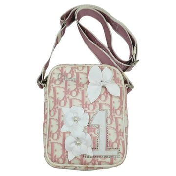 CHRISTIAN DIOR DIOR Dior Trotter Shoulder Bag Leather Pink White Flower No1 SV Hardware Silver Women's