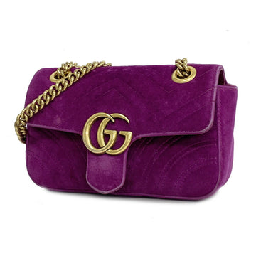 GUCCI Shoulder Bag GG Marmont 446744 Velor Purple Ladies