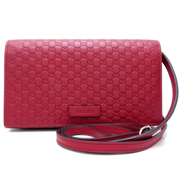 GUCCI 466507 2Way Bag Wallet Micro sima Leather Red 350747