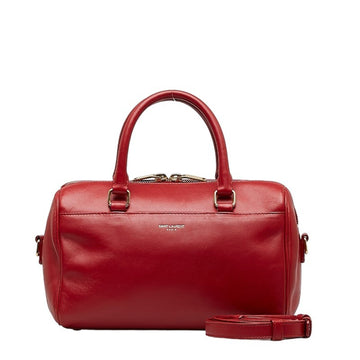 SAINT LAURENT Baby Duffle Handbag Shoulder Bag Red Leather Women's