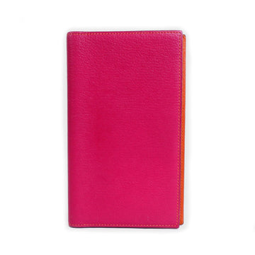 HERMES Notebook Cover Leather Magenta/Orange Unisex