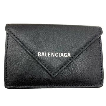 Balenciaga letter wallet small leather goods black calfskin mini PAPIER paper 504564
