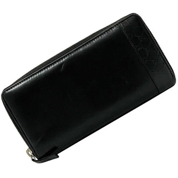 Gucci Round Long Wallet Black Silver Micro Shima 256439 Mistral Leather GUCCI Men's Women's