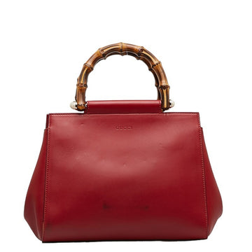 GUCCI Bamboo Nimfair Handbag 453767 Red Leather Women's