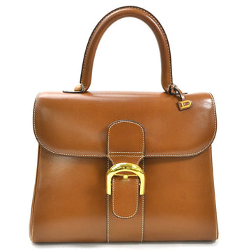 Delvaux Handbag Brillon MM Brown Leather x Gold Hardware DELVAUX Women's