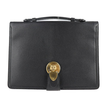 GUCCI Business Bag 495655 Leather Black Cat Head Clutch