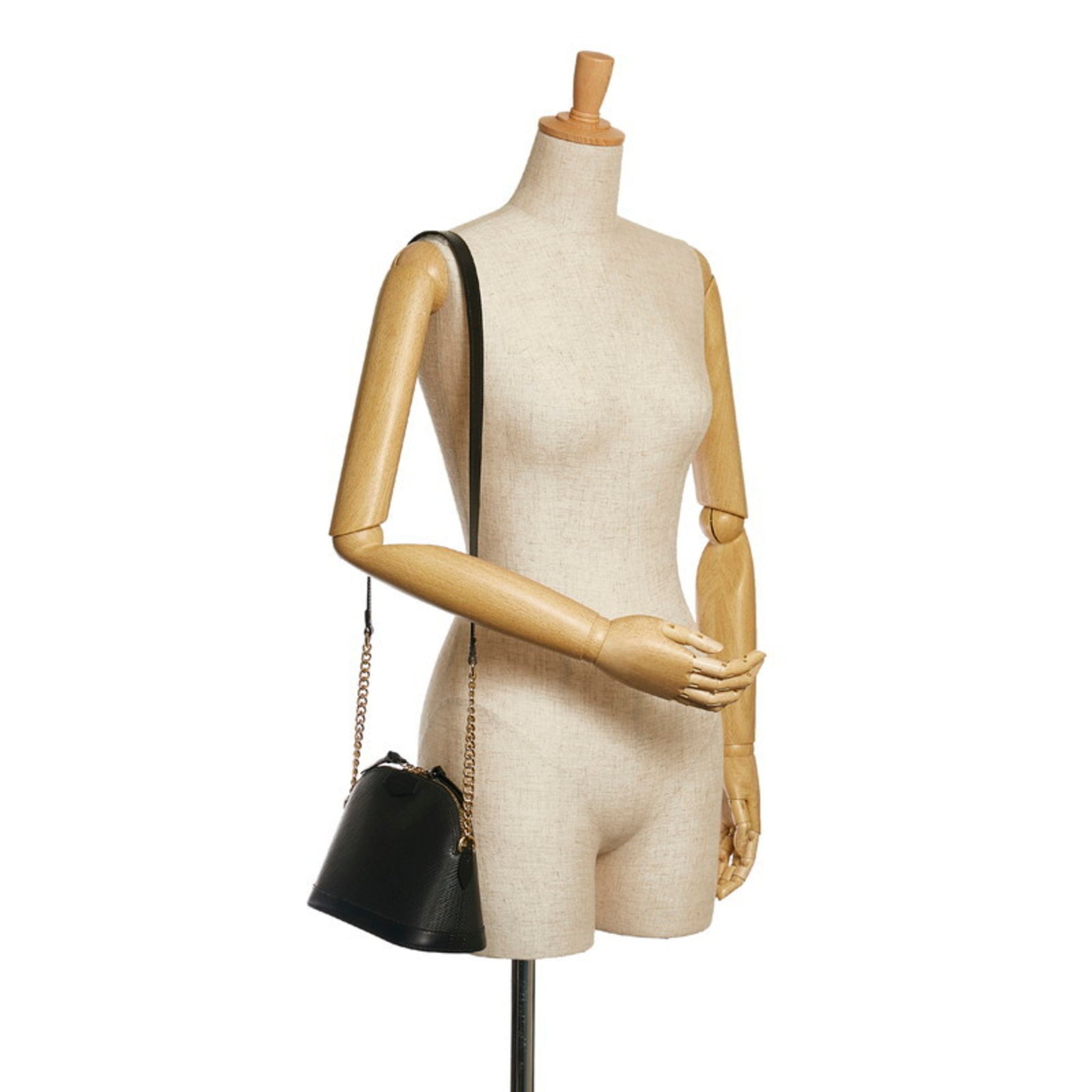 Louis Vuitton Epi Alma Mini Chain Shoulder Bag M51405 Noir Black Leath