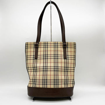 BURBERRY Tote Bag Shoulder Nova Check Beige Canvas Ladies Fashion Brand USED