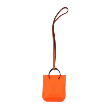 HERMES Sac Orange Shopper type bag charm Anumiro Fu orange D engraved