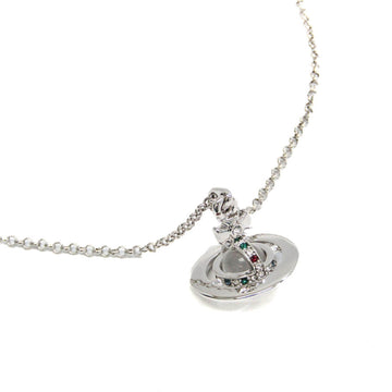 VIVIENNE WESTWOOD Mini Orb Metal,Rhinestone Women's Pendant Necklace [Clear,Green,Red Color,Silver]
